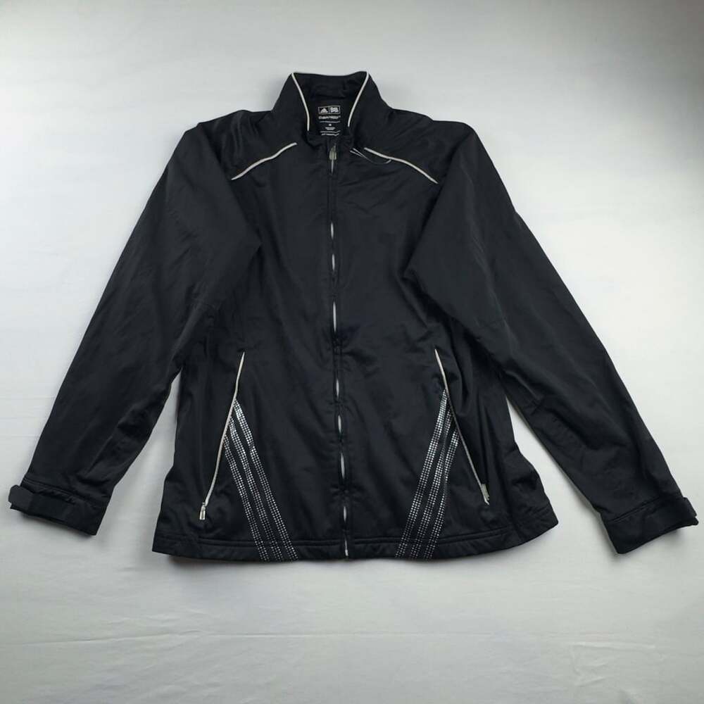 Adidas Climaproof Jacket Size M Black Zip Windbreaker